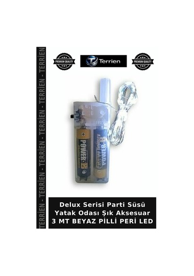Delux Serisi Parti Süsü Yatak Odası Şık Aksesuar 3 Mt Beyaz Pilli Peri Led