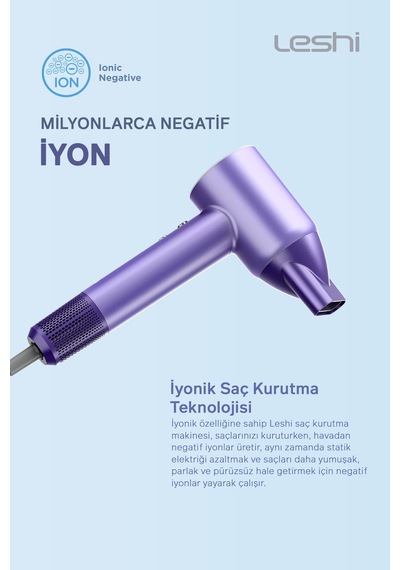 Akıllı-negatif İonizerli Saç Kurutma Makinesi-4 Mod Isı Ayarlı, Dijital Isı Göstergeli, Led Işıklı