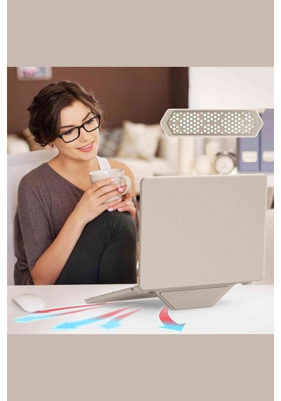 Apple  Uyumlu MacBook Air 15 15.3 İnç Standlı İnce Lüks Koruyucu Deri Kılıf Pembe