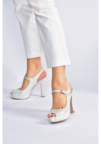 Fox Shoes Gümüş Sim Platform Topuklu Kadın Ayakkabı M348007014 Gümüş