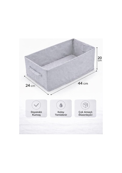 Tr Ordena 4'lü Gri Dolap İçi Düzenleyici Katlanabilir Organizer, 45x24x20 Cm Genel