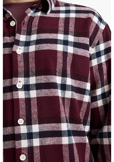 Defacto Boxy Fit Flanel Gömlek G7504ax26spbr230 Bordo-br230