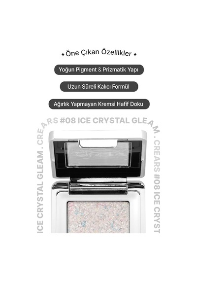 Mücevher Parlaklığında Yoğun Pigmentli Tekli Far Glitter Bomb Eyeshadow 08 Ice Crystal Gleam Diğer