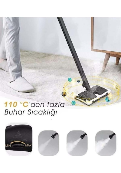 Pirantech CB-107C Çok Fonksiyonlu Buharlı Temizlik Makinası + EK200 Torbasız Kablolu Dikey Süpürge