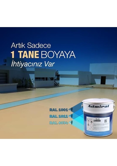 Admiral Ul25 Kendinden Astarlı Fayans,cam,galvaniz,alüminyum Boyası 3.5 Kg Mavi Ral 5015 Diğer