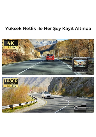 Lingdu Lndu V820 4k Araç Kamerası Sony Starvis 2 4k + Fhd Çift Sony Kamera Gps Opsiyonel 4g Uzaktan Izleme Adas 3 Ekran