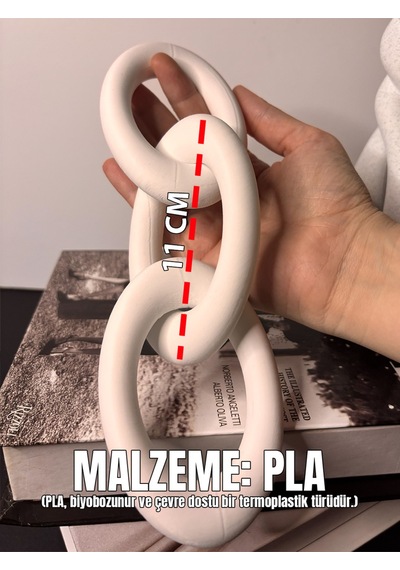 Modern Düz Beyaz Zincir Dekoratif Obje Şık Masa Üstü & Kitaplık Süs Eşyası