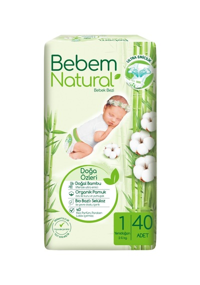 Bebem Natural Bebek Bezi Yeni Doğan 1 Numara Jumbo Aylık Paket