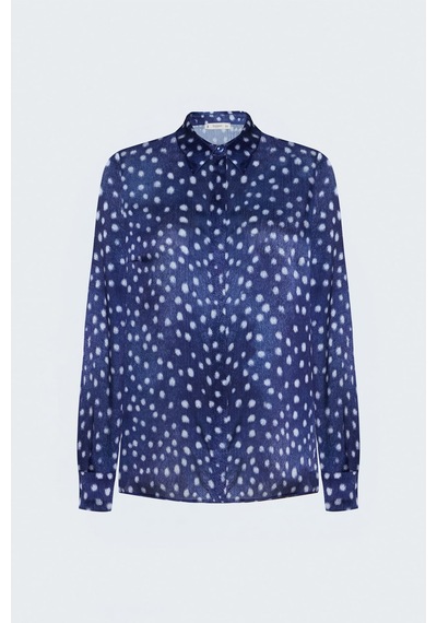 Sateen Desenli Klasik Gömlek - Lacivert-137938