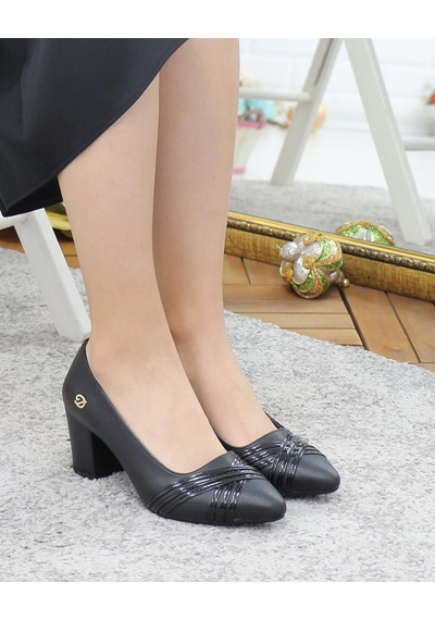 Nesilshoes Nesil Shoes Desca 616 Siyah Topuklu Kadın Ayakkabı