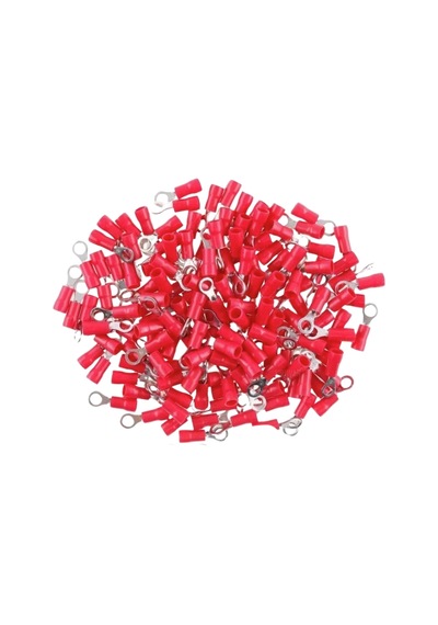 Tork Sulye Pabuç Kablo Ucu 0,5-1,5mm M4 Kırmızı Sıkmalı Yuvarlak Tip 100'lü Paket -1683