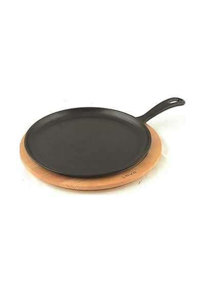 Lava Döküm Krep / Pizza / Pancake Tavası, Yuvarlak, Metal Saplı, 26cm, Siyah