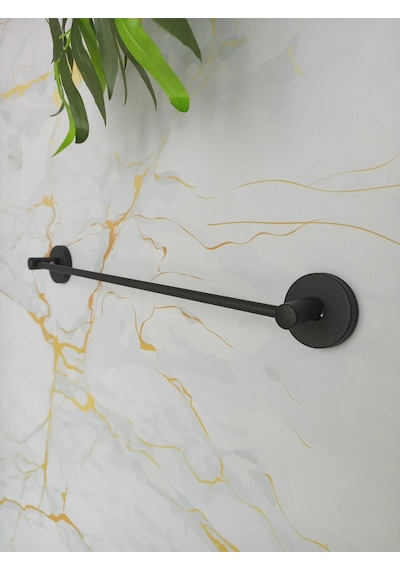 Yapışkanlı Banyo Aksesuar Seti 3 Lü Banyo Köşeliği Eko-uzun Havluluk-tuvalet Kağıtlığı-bornozluk Siyah