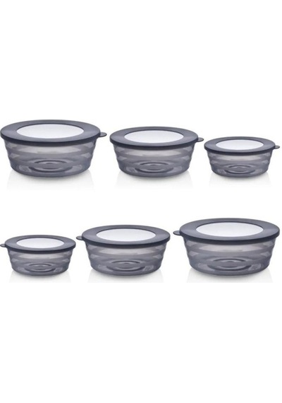 Flosoft Kapaklı Füme Saklama Kabı, Kase Çerezlik Kahvaltılık 3 Boy 6 Lı Set 2x 400ml,700ml,1100ml 6 Adet Füme