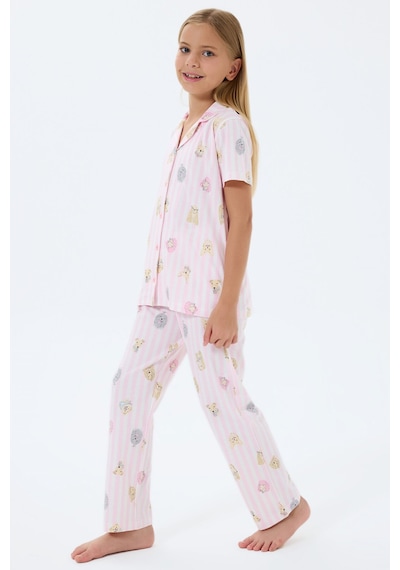 Rolypoly Kız Çocuk Pembe Gömlek Pijama Takım 5274-49705 Pembe