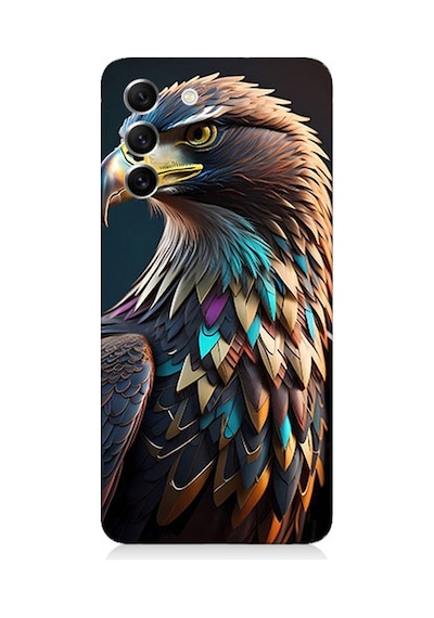 Samsung Galaxy S21 Fe Uyumlu Silikon Kılıf Renkli Kaya Kartalı