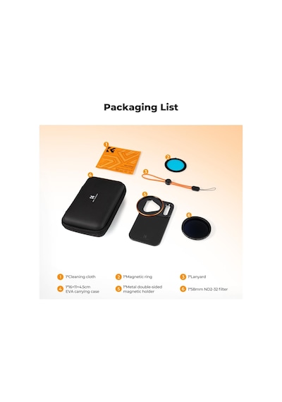 K&f Concep Apple iPhone 17 Pro Uyumlu Değişken Ayarlanabilir Nd2-32 Filtre + Manyetik Filtre Montaj Adaptörü