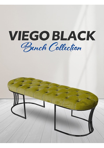 Viego Siyah Bench Puf Hardal