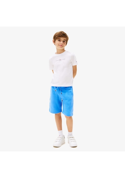 Tommy Hilfiger Baskılı Çocuk Beyaz/mavi Şort Takım Kb0kb09666 Beyaz