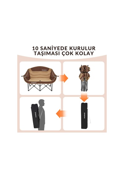Kingcamp Loveseat Double Çift Kişilik Katlanır Kamp Sandalyesi Coffee Kahve