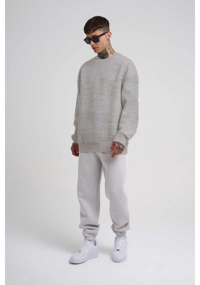 Mbb E-ticaret Erkek Bisikilet Yaka 3 İplik Pamuklu Sweatshirt - Gri