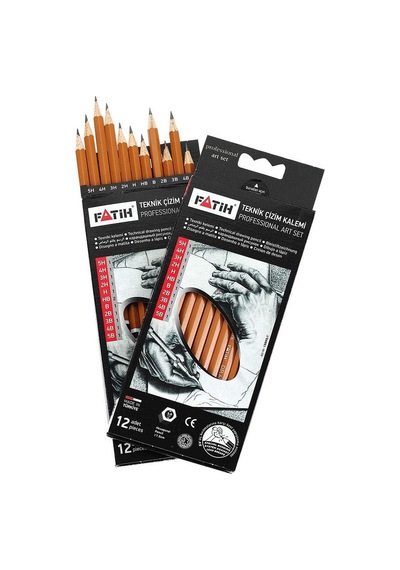 Teknik Çizim Kalemi 12 Li 1 Paket Fatih Dereceli Kalem Seti Profesyonel Set Eskiz Karakalem Yumuşak Ve Sert Uçlu