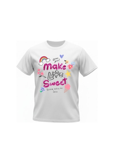 Urbantrendstore Unisex Sweet Yazlık Love Beyaz Tshirt Oversize Fit Rahat Geniş Salaş T-shirt Günlük Tişört