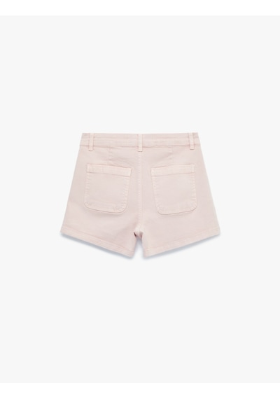 Koton Cep Detaylı Normal Bel Pamuklu Slim Fit Mini Şort Pembe 6sal40132mw Gül