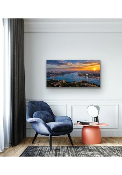 3 Boğaz Manzaralı İstanbul Kanvas Tablo 40x80 Cm Çok Renkli