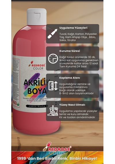 Red Rose Pembe Akrilik Boya 500  G