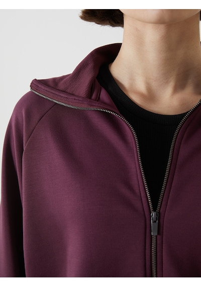 Lcwaıkıkı Classic Mürdüm Dik Yaka Oversize Kadın Fermuarlı Sweatshirt