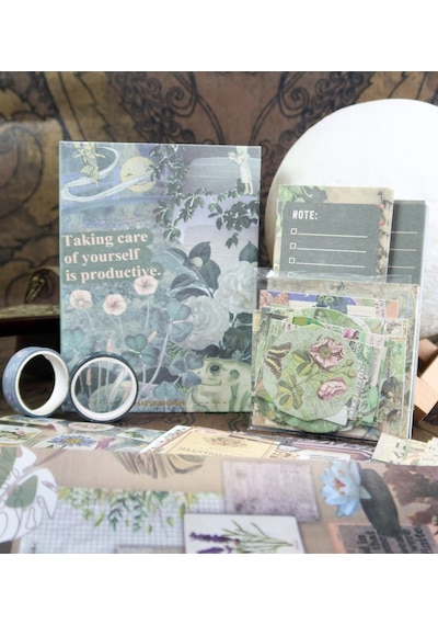 Lüks Scrapbook Ve Junk Journal Seti - Vintage Hobi Kutusu Kelebek & Doğa Temalı Çok Renkli