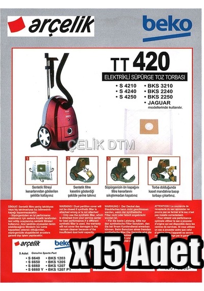 Beko Bks 2240 C Süpürge Uyumlu Bez Toz Torbası 15 Adet