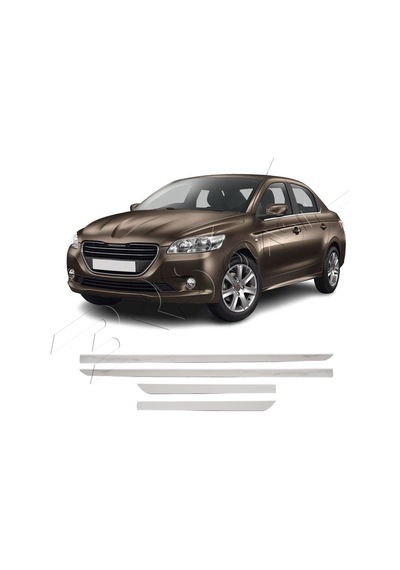 Peugeot 301 Uyumlu 2013 Ve Üzeri Krom Yan Kapı Çıtası 4 Parça Paslanmaz Çelik