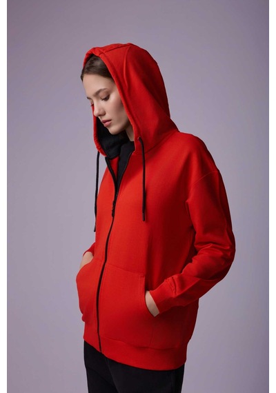 Defys Defy S Kadın Oversize Kapüşonlu Fermuarlı Cepli Sweatshirt Kırmızı - 527346818 Kırmızı Defys Defy S Kadın Oversize Kapüşonlu Fermuarlı Cepli Sweatshirt Kırmızı - 527346818 Kırmızı