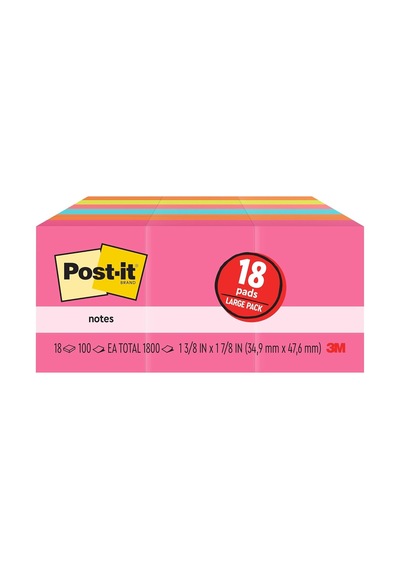 Mini Notlar, 1 3/8 X 1 7/8, 18 Pedi, Amerika'nın 1 Numaralı Favori Yapışkan Notları, Poptimistic Koleksiyonu, Parla