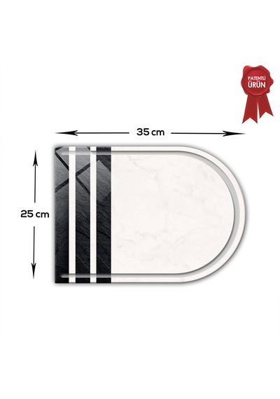 Kanallı Cam Kesme Tahtası - Black Rock - Kenarı Oval - 25x35cm