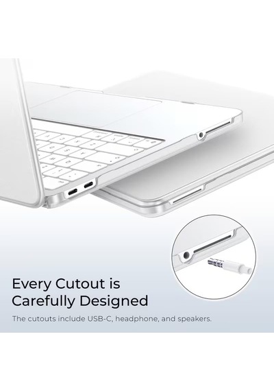 Macbook İle Uyumlu Şeffaf Kapak Kılıf Neo 13 İnç A3404 İçin Tasalanmış, Şeffaf Parlak Premium Sert Koruyucu Kapak, Hava Kanallı Kaydırmaz Tabanlı Tam Koruma Kılıf Belirtilmemiş
