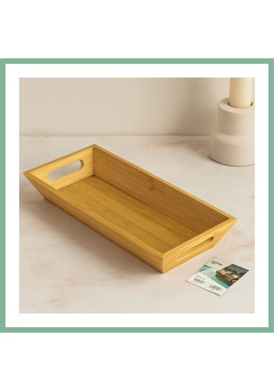 Bşkvirgo Bambu Sunum Tepsisi 16x35x4.5 Cm Çift Kulplu Bsk2026