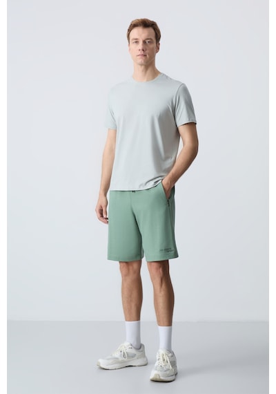 Air Jones Tommy Life Açık Yeşil Pamuklu Kalın Yumuşak Dokulu Standart Fit Basic Erkek Şort - 81276 A. Haki
