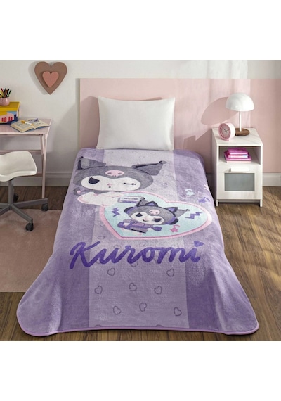 Taç Lisanslı Tek Kişilik Çocuk Battaniye 160x220 -kuromi Fun Lila