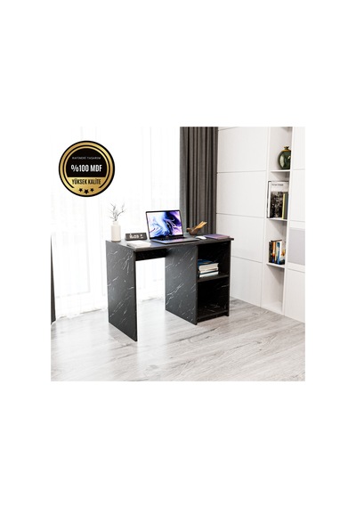Matilda Çalışma Masası Raflı Kapaksız Modern Tasarım Siyah Matilda Çalışma Masası Raflı Kapaksız Modern Tasarım Siyah