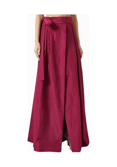 Pinko Belted Maxi Skirt Lüks, Taffeta Etek Tonal Kemer Detaylı Kırmızı