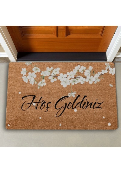 Valerine Life Beyaz Japon Kiraz Çiçeği Hoş Geldiniz Kapı Önü Paspası 45x70cm
