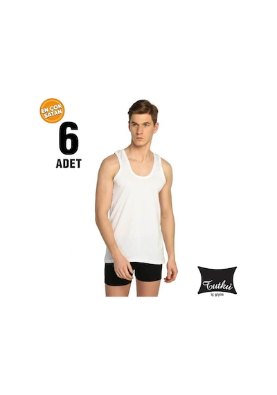Tutku Erkek 6 'lı Atlet 0101 Beyaz