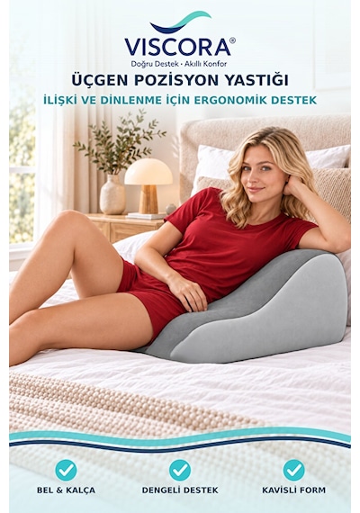 Üçgen Pozisyon Yastığı İlişki Ve Dinlenme Pozisyon Desteği 3d Ergonomik Visco Gri