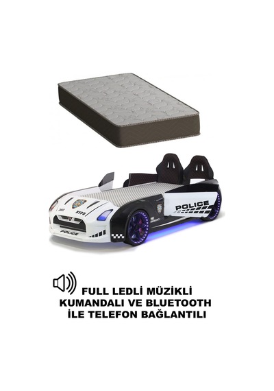 Polis Arabalı Yatak Kapıları Açılan Gtr Full Ledli Kumandalı Ve Müzikli + Ortopedik Yatak Polis Arabalı Yatak Kapıları Açılan Gtr Full Ledli Kumandalı Ve Müzikli + Ortopedik Yatak