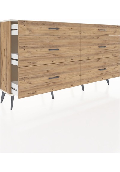 Arges Konsol 6 Çekmeceli 176x30x99 Çam-aytaşı/çam Çam-aytaşı/çam