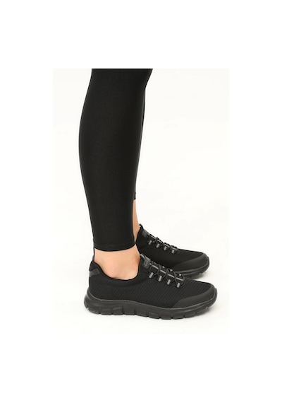 Walkway Flexible Siyah-siyah Unisex Bağcıksız Yürüyüş Ayakkabı 001