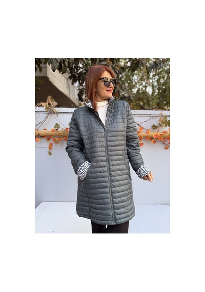 Denizege İtalyan Çift Taraflı Midi Mont Fendi Yeşil Yeşil